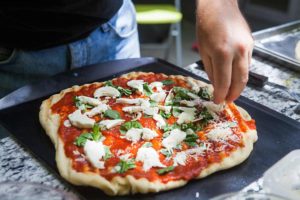 Cooking pizza on propane grill