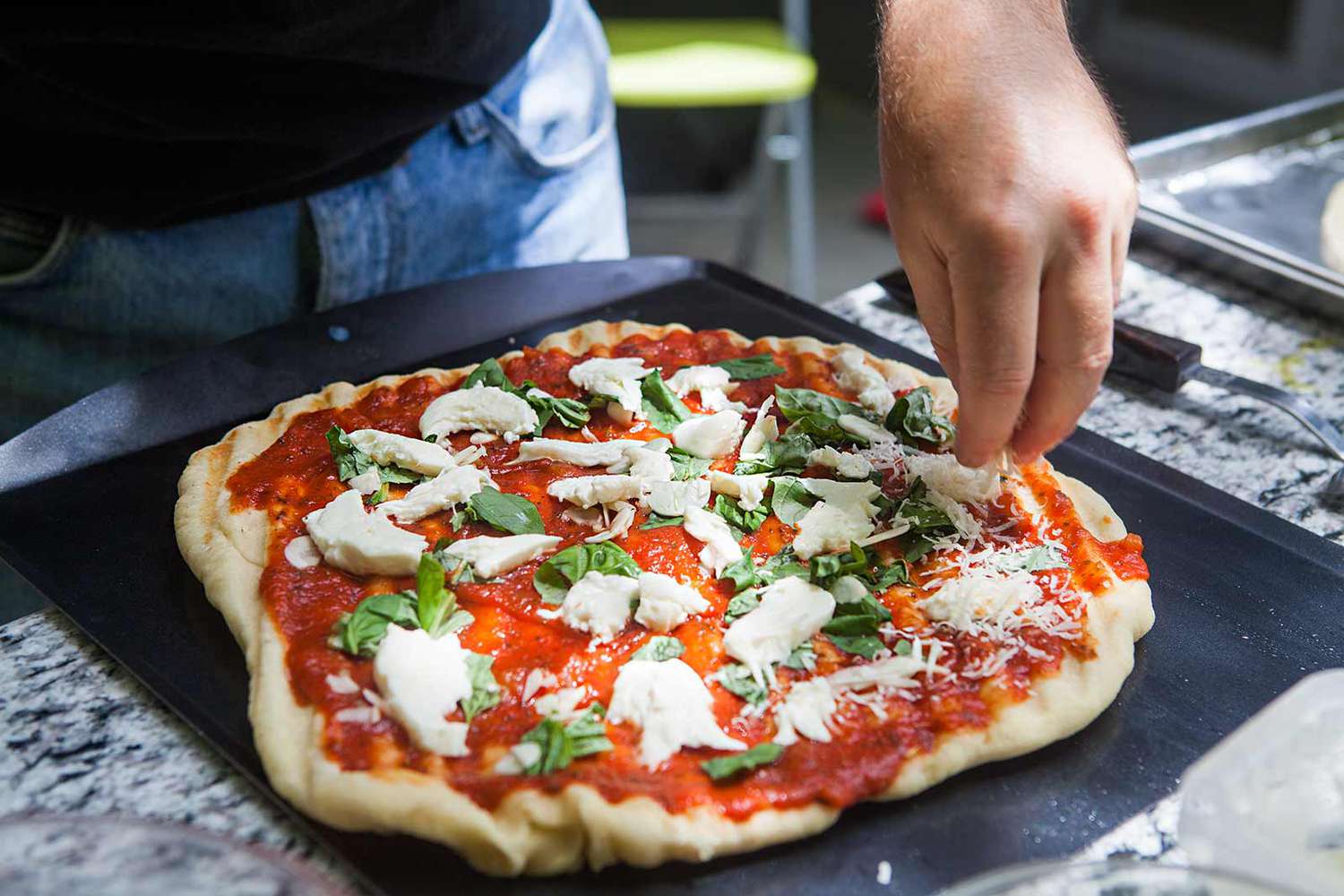 Cooking pizza on propane grill